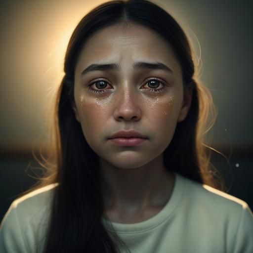 Emotional Woman Portrait in Photorealistic Digital Art