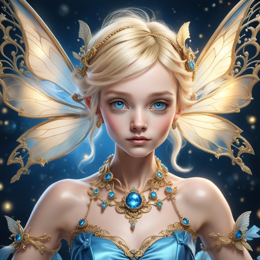 Enchanted Blonde Pixie Fairy in Rococo Style