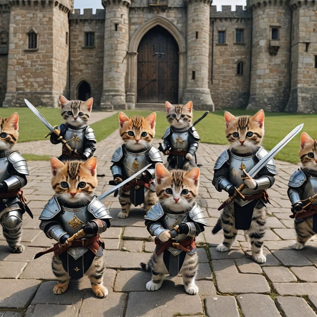 Armored Kittens Guarding a Castle