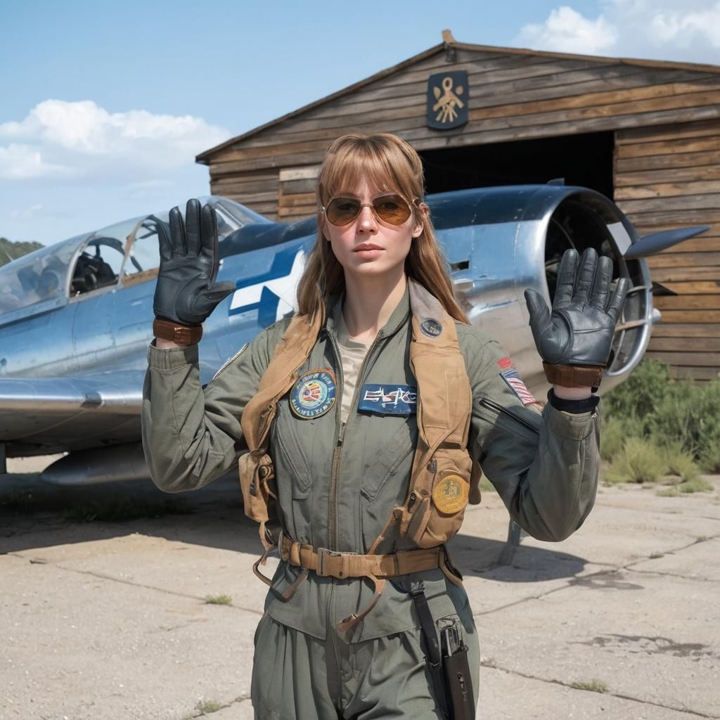 Female Pilot in Desolate Landscape: Concept Art