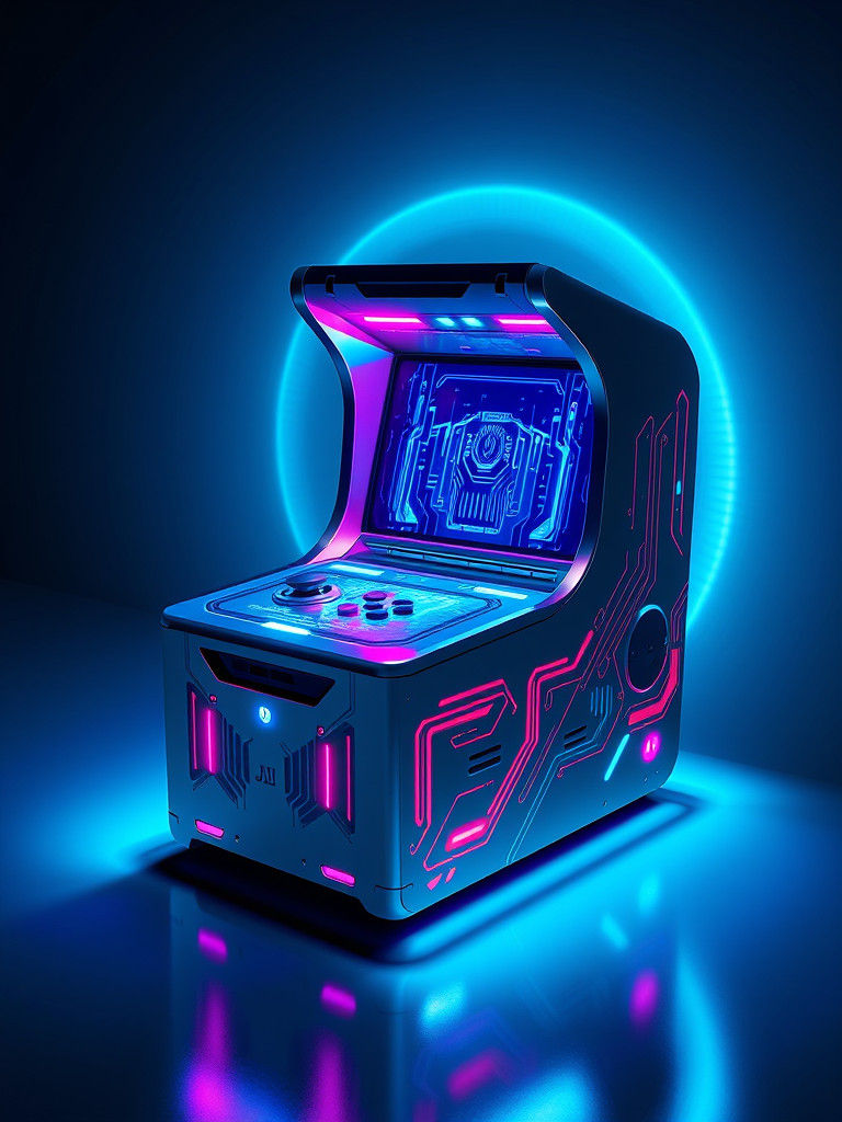 Futuristic Gaming Console with Holographic Display