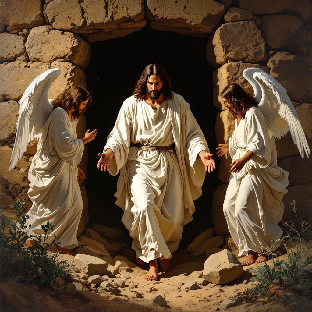 Jesus' Resurrection: Dramatic Light and Angels
