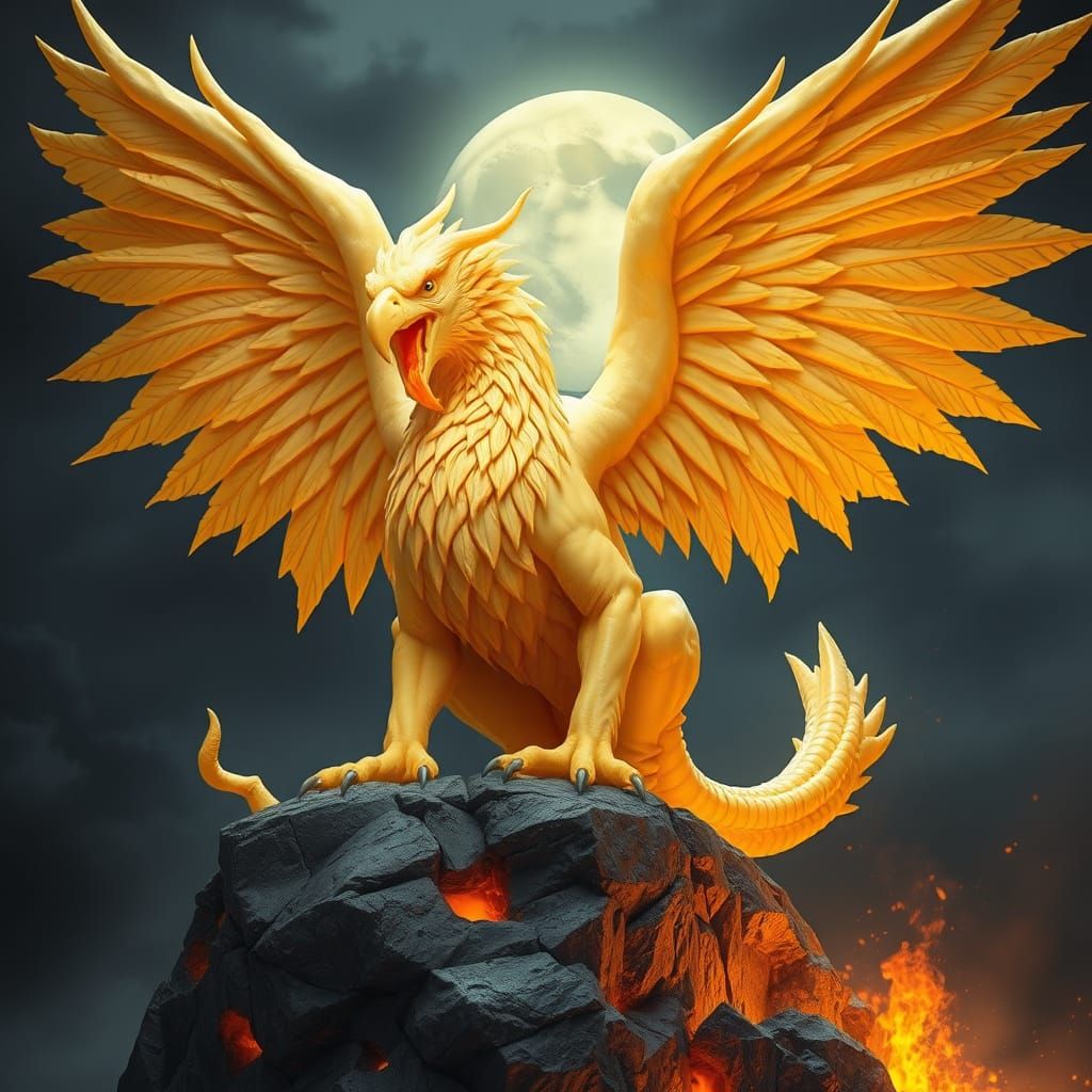 Majestic Cheese Griffin in Fantasy Art Style