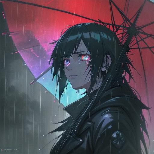 Cyberpunk Gothic Anime Girl Weeping Blood