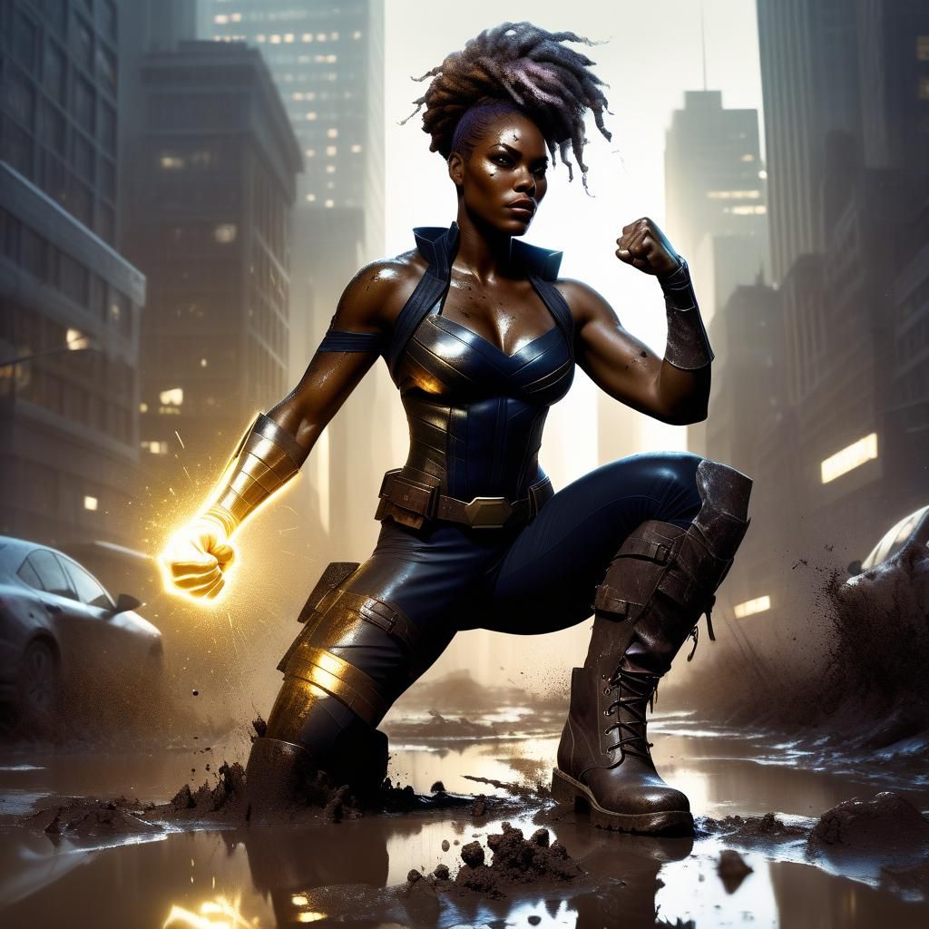 Hopepunk Superhero Radiates Joy in Dawn Light