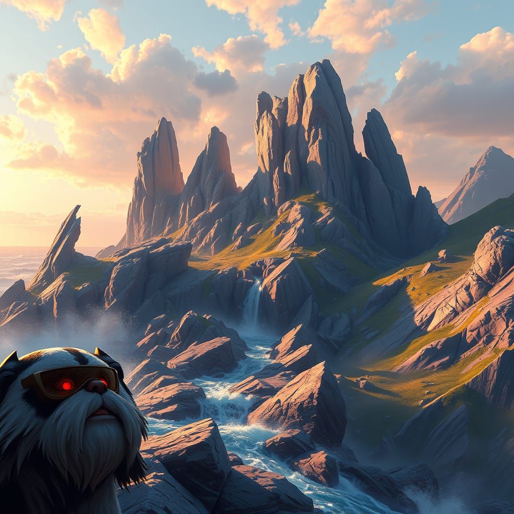 Vibrant Watercolor-Inspired Landscape in James Gurney's Styl...