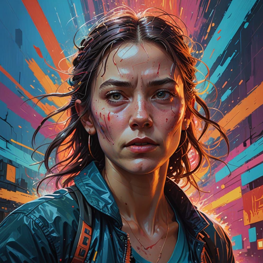 Hyperrealistic Portrait of a Dancer in a Vibrant Background