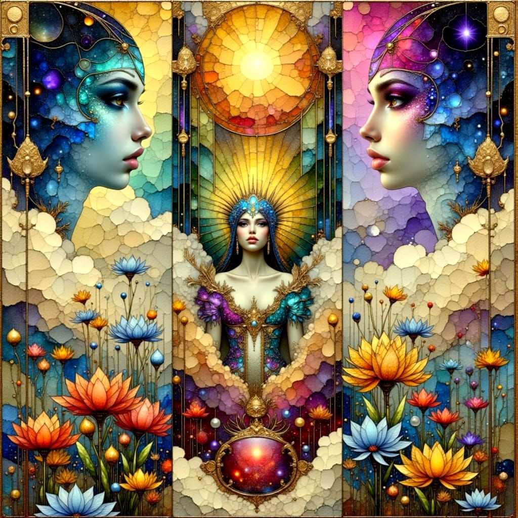 Surreal Triptych of Dreamlike Worlds in Pastel Colors