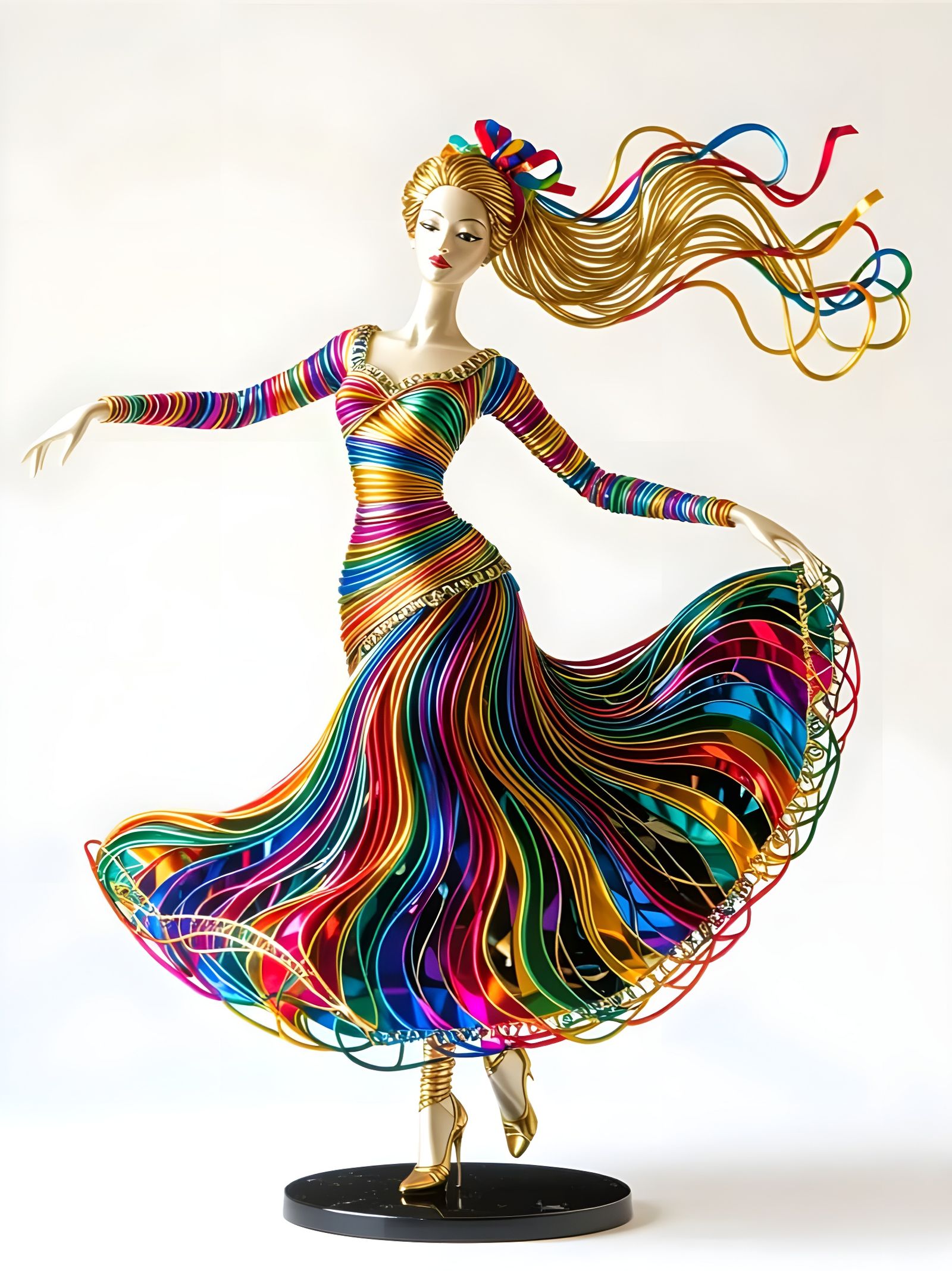 Graceful Wire Sculpture of a Dancer in Surrealist Style