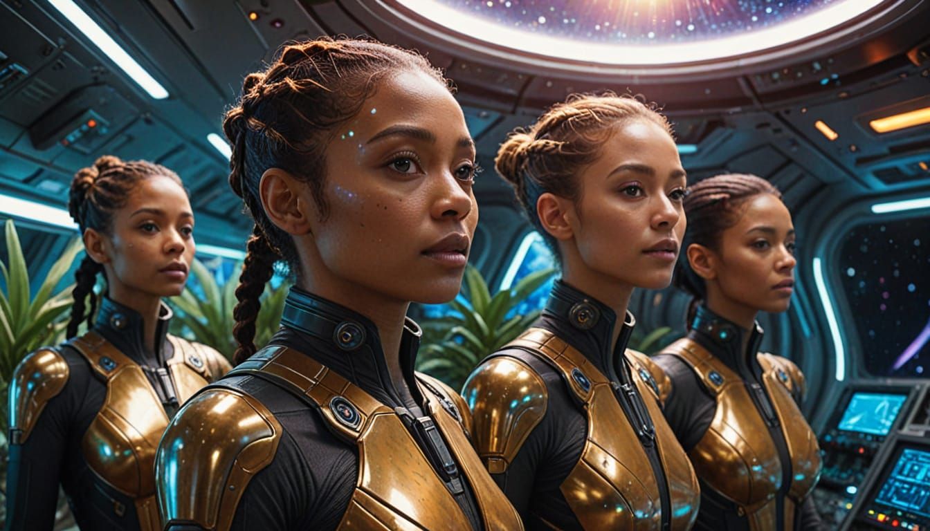 Starship Explorers Discover Alien Planet in Digital Art