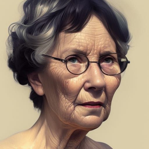 Grandmother and Granddaughter Portrait in Trending Art Style