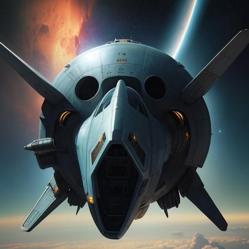 Vintage Futuristic Spacecraft Soars Through the Cosmos in Re...