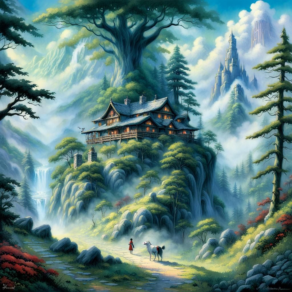 Ethereal Princess Mononoke Fantasy Scene