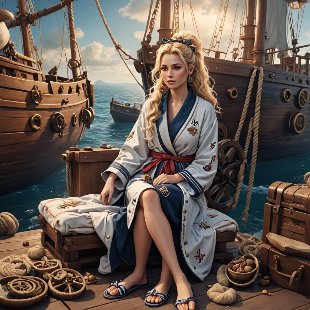 Girl in Nautical Ship Bed: Fantasy Concept Art