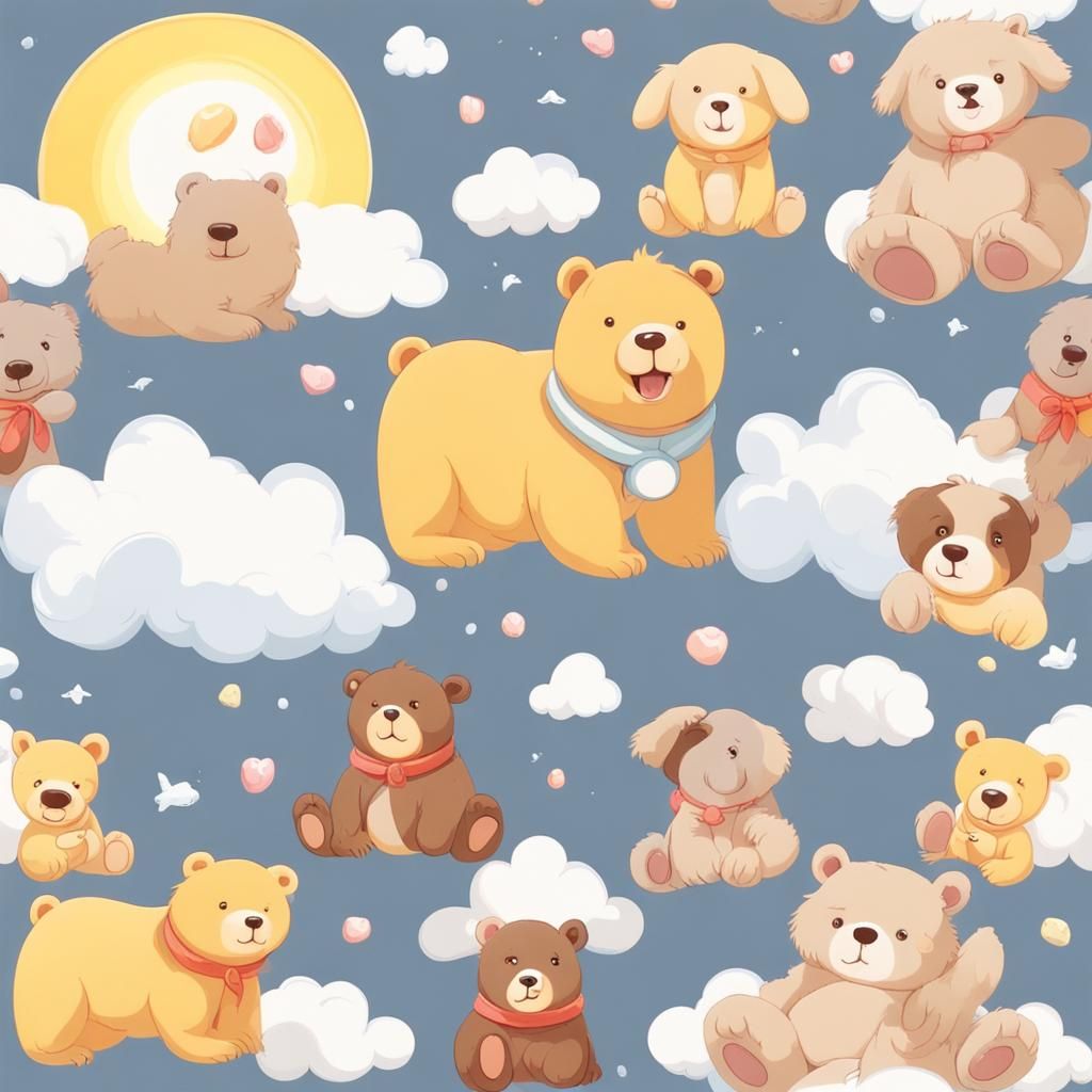 Cute Bears and Dogs in Divine Sunshine