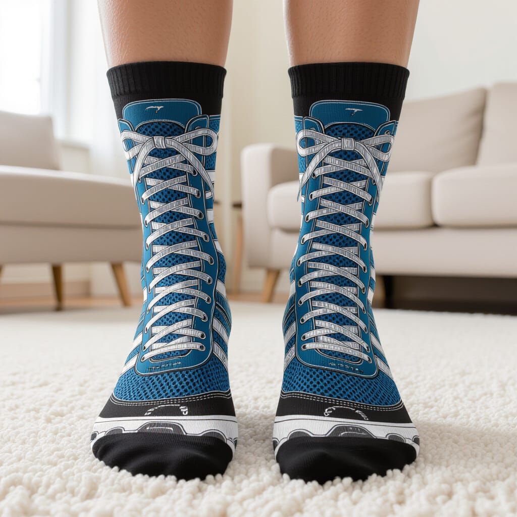 Socks with Running Shoe Illusion Design