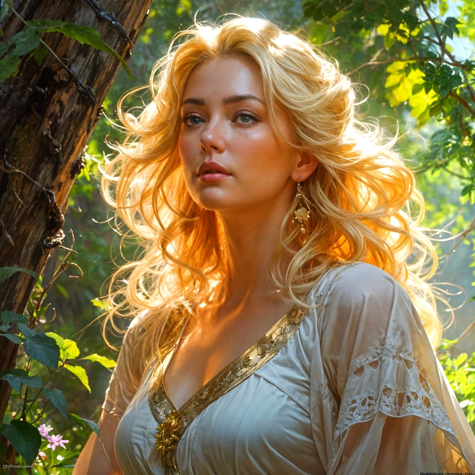 Confident Blonde Woman in Fantasy Art Portrait