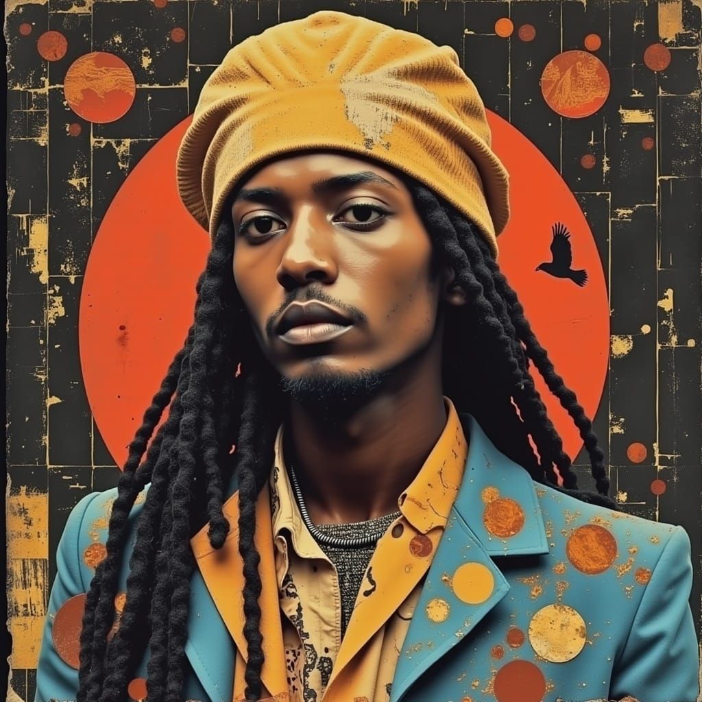 Majestic Black Man Adorns Himself with Vibrant Psychedelic P...