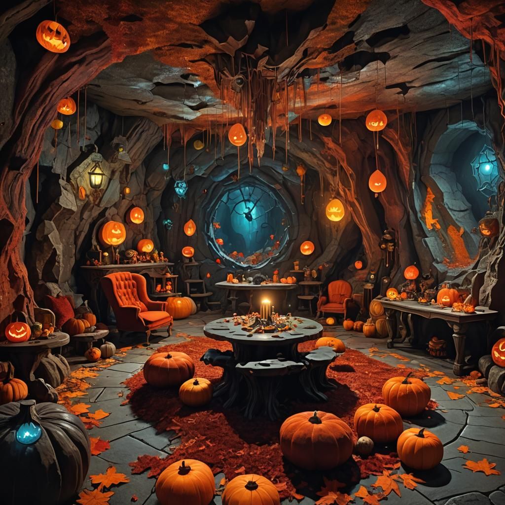Halloween Playroom in Bioluminescent Crystal Caverns