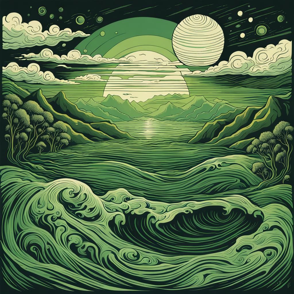 Biblical Creation Scene: Earth Emerging from Water