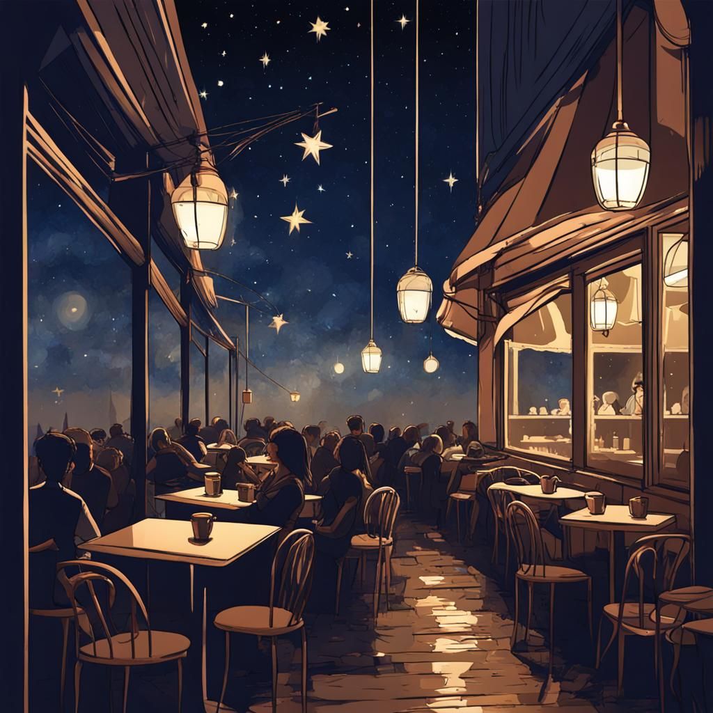 Night Cafe Under Starlight