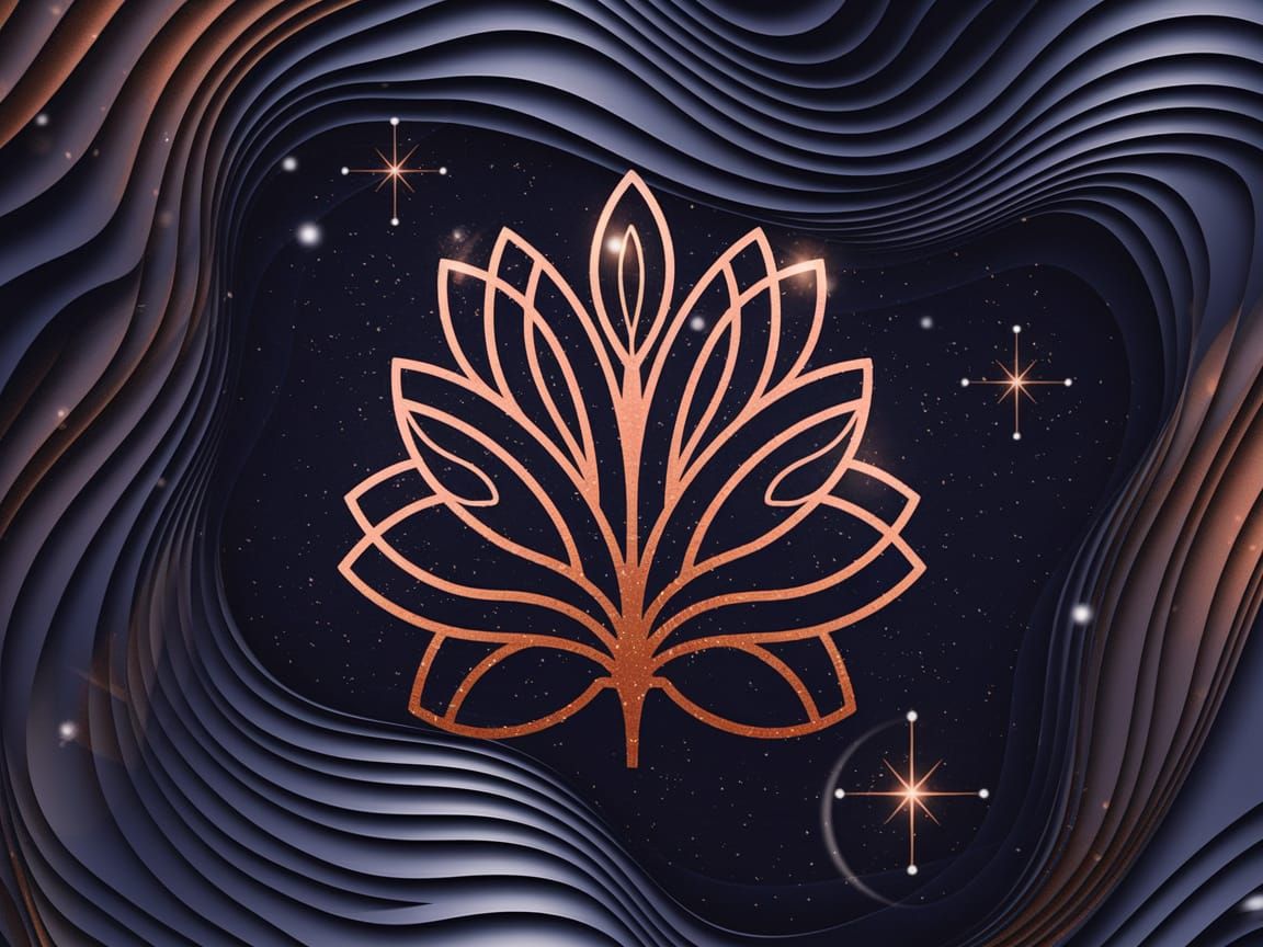 Ethereal Celestial Bloom in Navy and Copper