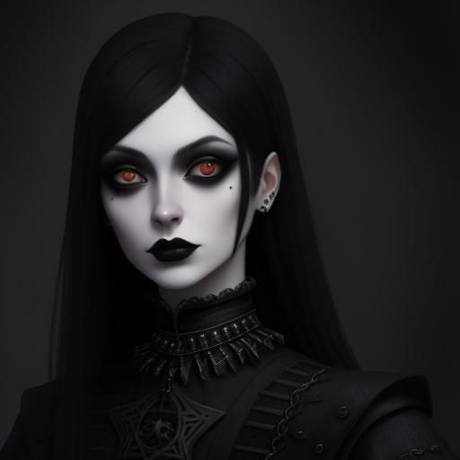 Gothic Young Woman Portrait in Matte Painting Style