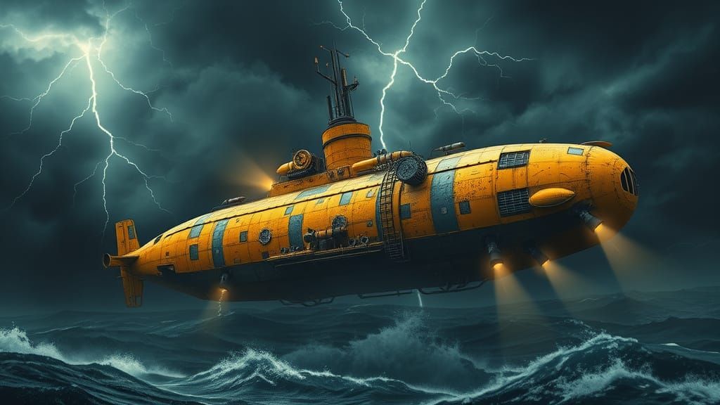 Steampunk Airship Hideout in Lightning Storm