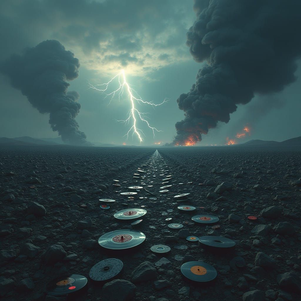 War-Torn Battlefield in a Cyberpunk Aesthetic