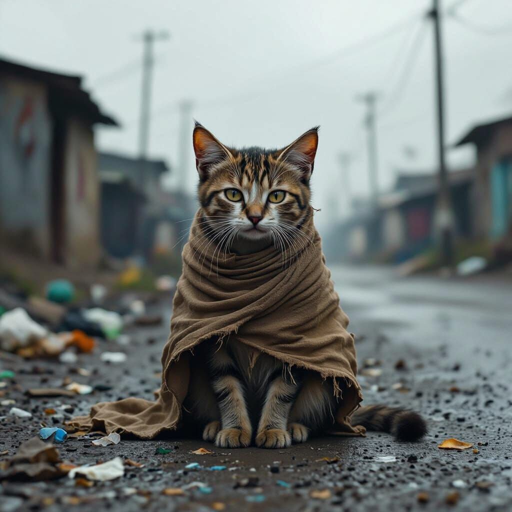 Injured Kitten Alone on Slum Roadside