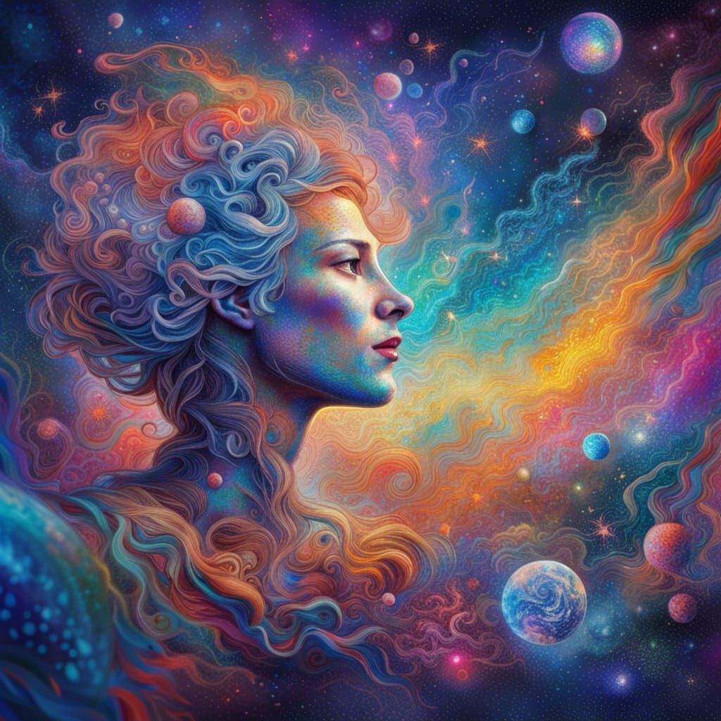 Impressionistic Cosmic Illustration by Pablo Amaringo