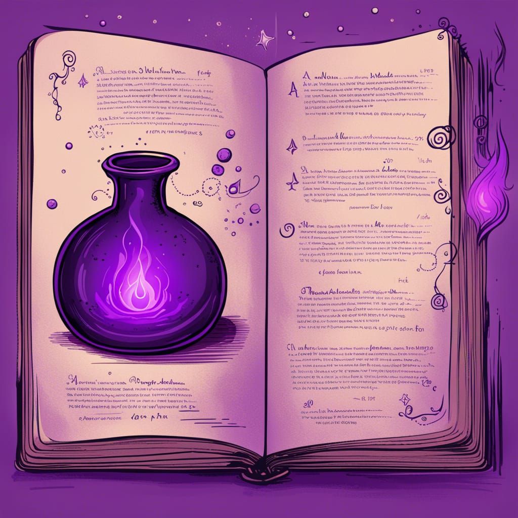 Witch's Notebook Page: Purple Bubbling Potion
