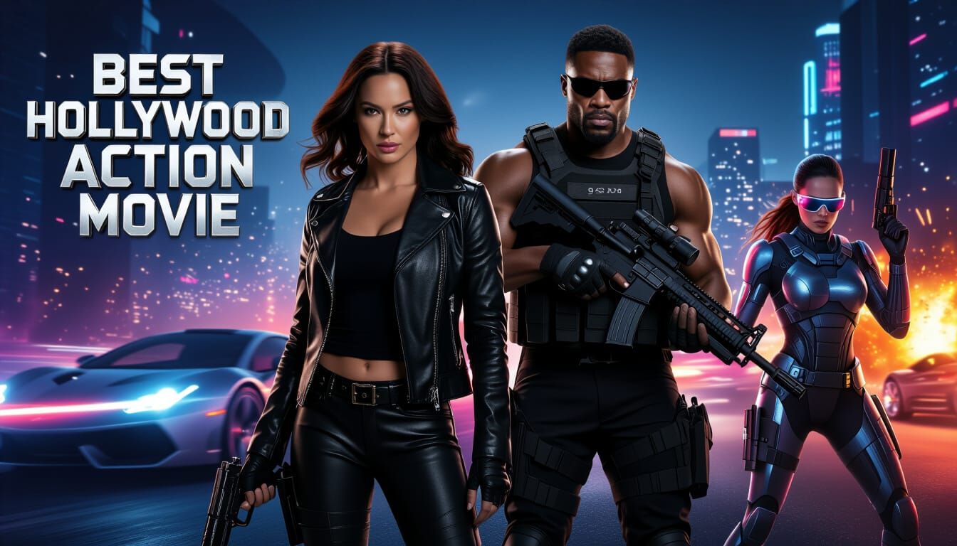 Futuristic Action Movie Scene in Cyberpunk Style