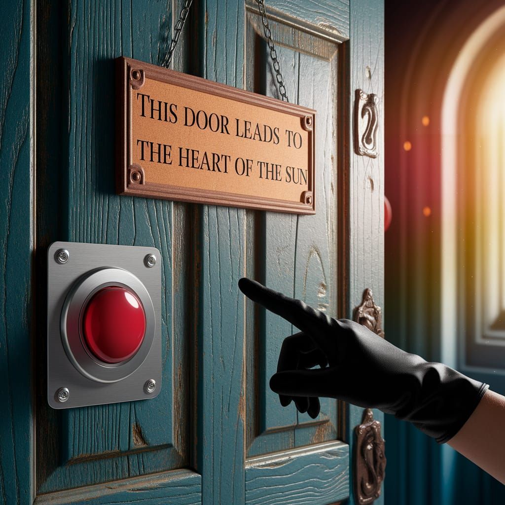 Weathered Wooden Door to the Heart of the Sun in a Dramatic ...