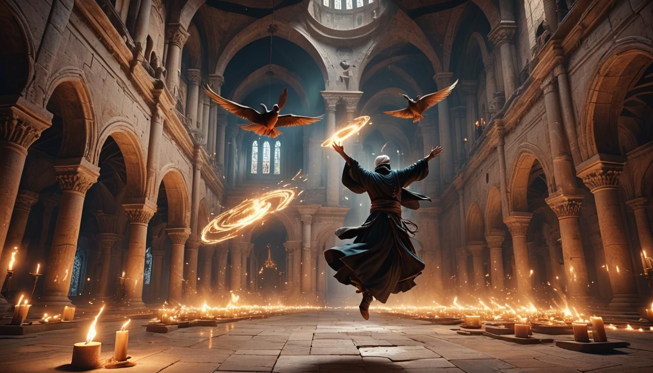 Dervish Whirlwind Flight in Petra Cathedral Cloister