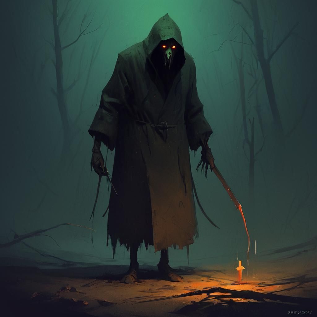 Grimdark Warrior in Desolate Landscape