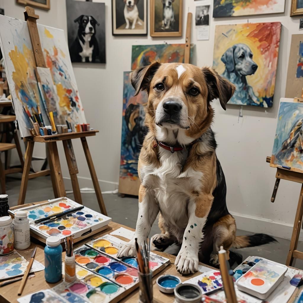 Dog as Artist at Work