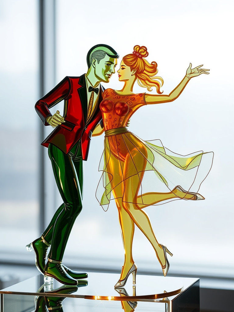 Ethereal Glass Dancers in Elegant Poses