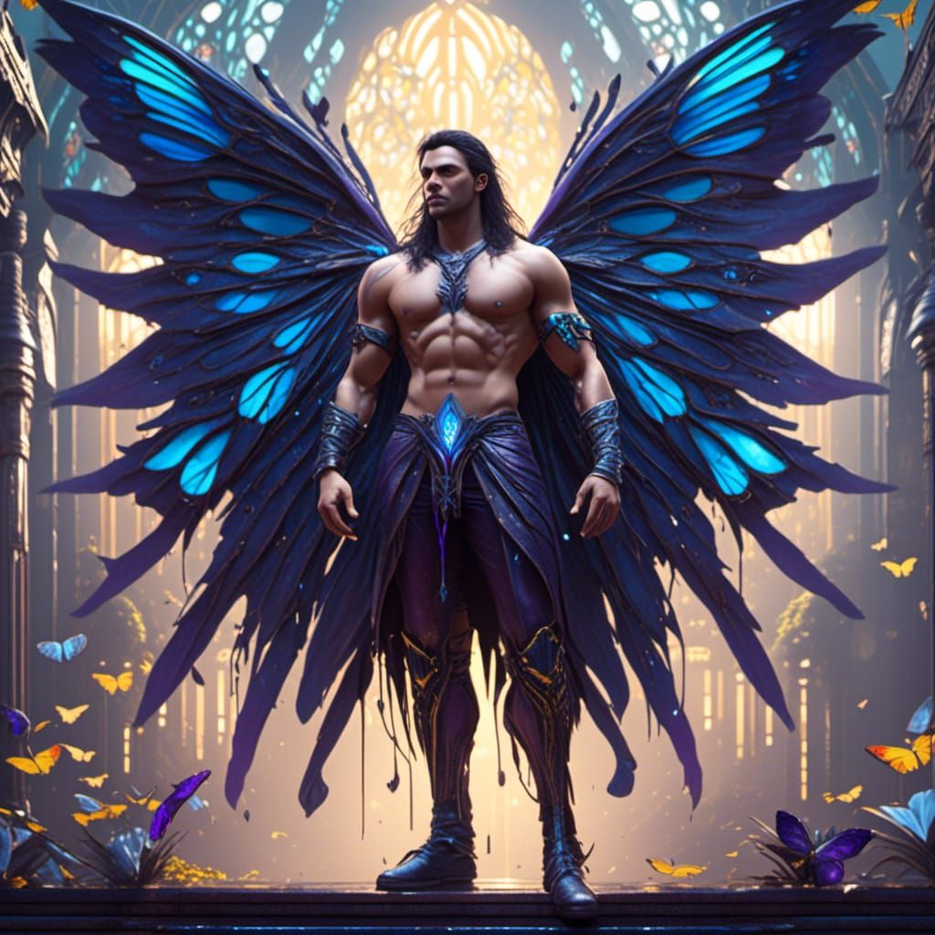 Elven Futurism Fairy with Butterfly Wings