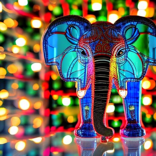 Intricately Detailed Realistic Glass Elephant Ornament