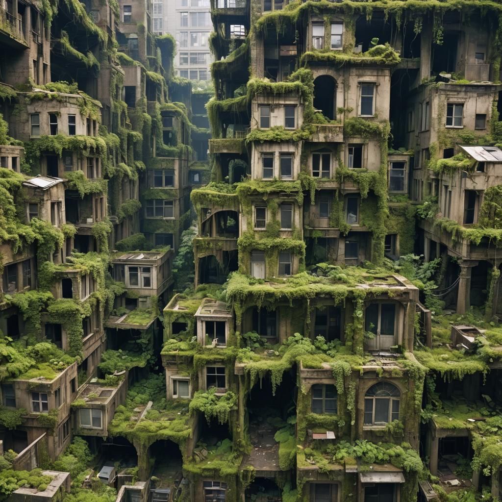 City Reclaimed by Nature: Overgrown Urban Landscape