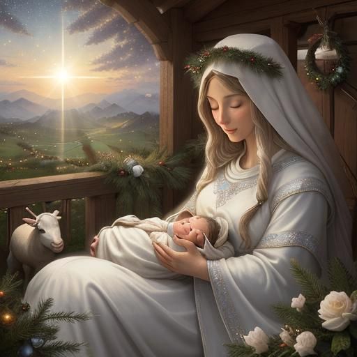 Serene Nativity Scene with Holy Family