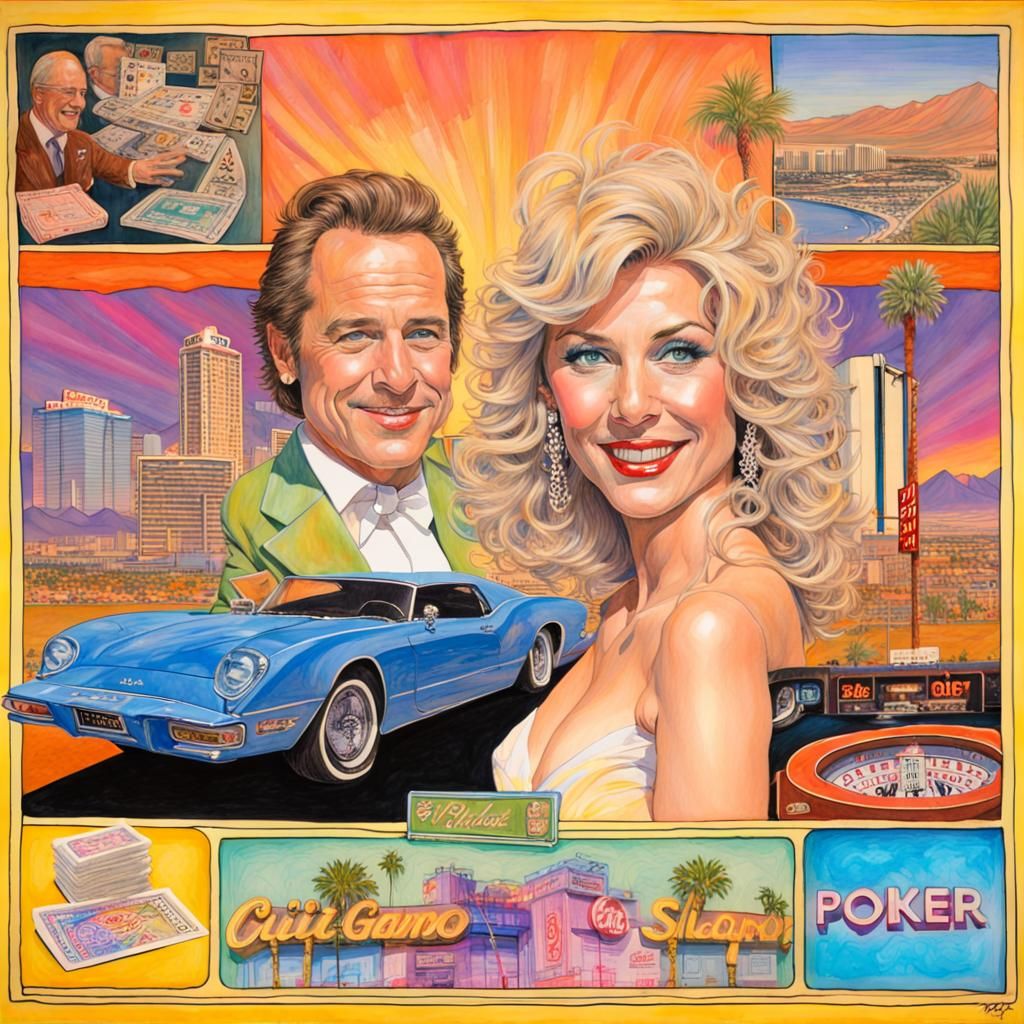 Vintage Vegas Gambler in Art Nouveau Style