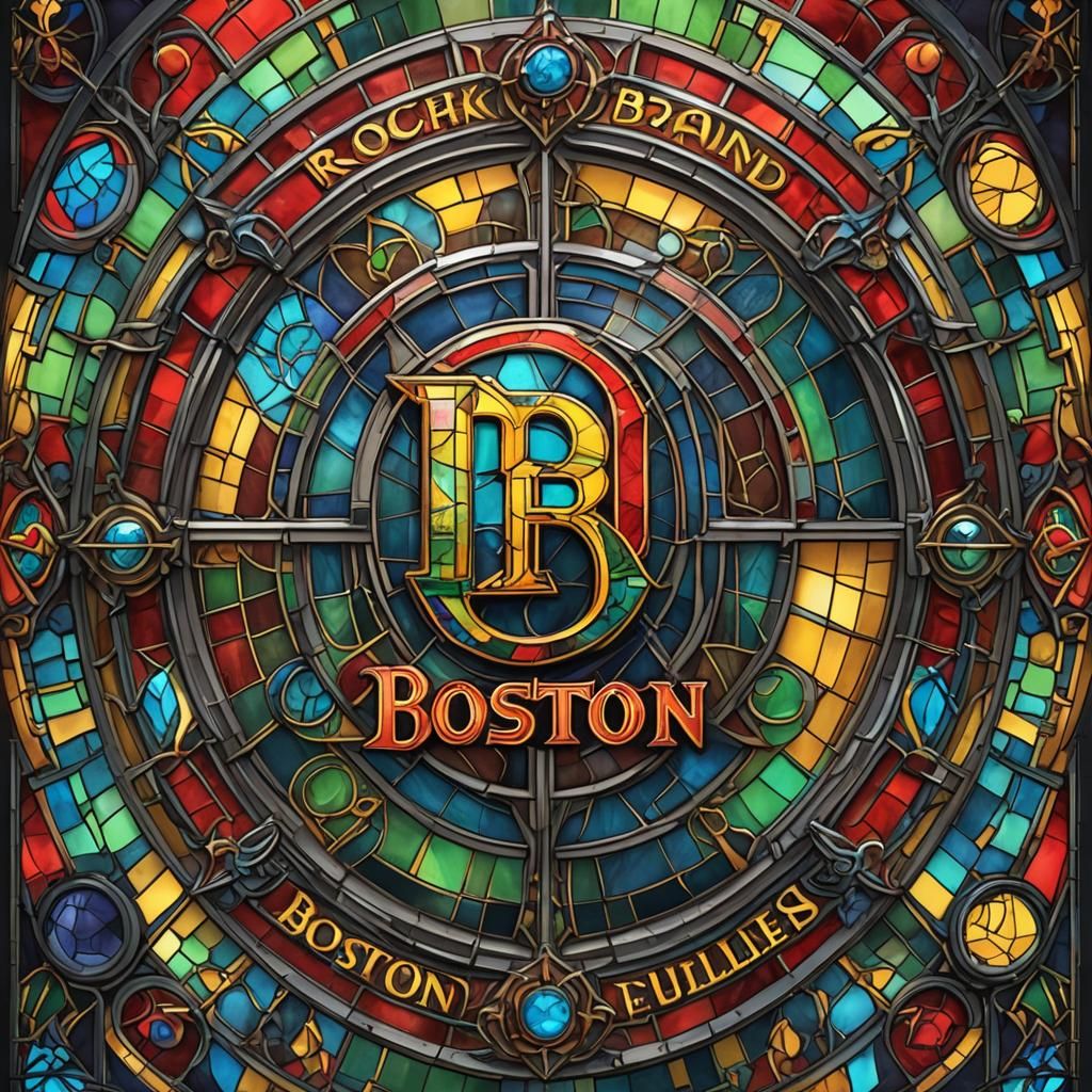 Boston Logo in Stained Glass Style
