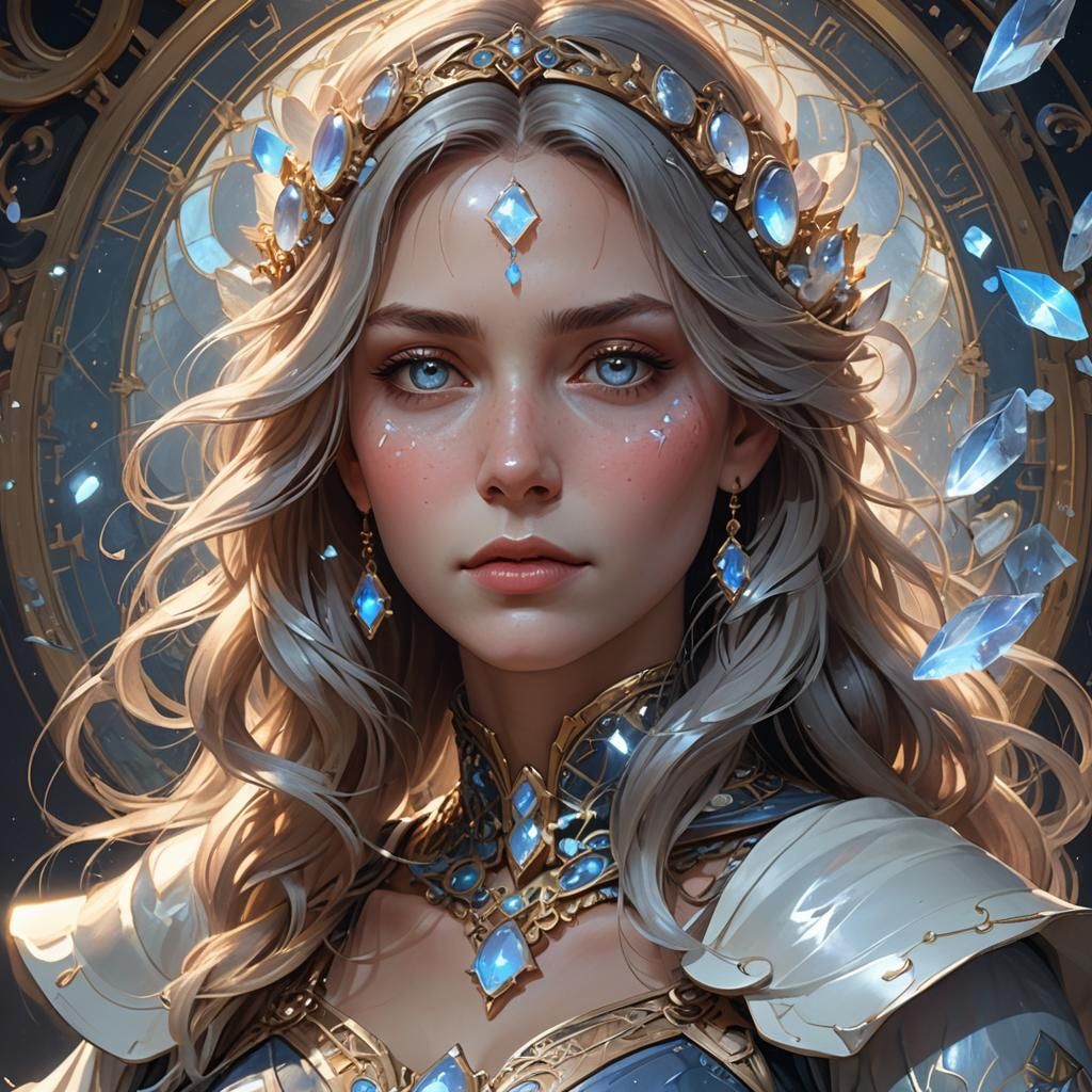 Moonstone Portrait in Hyperdetailed Digital Art Style