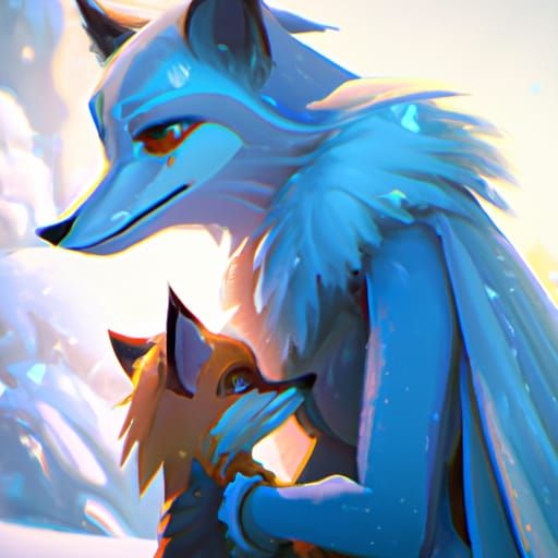 Snow Fox Mother: Hyperdetailed Concept Art