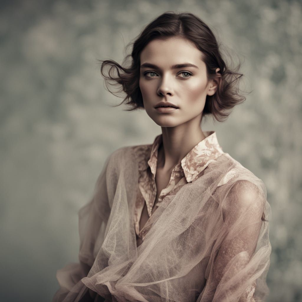 Confident Woman in Pink Blouse: Raw Photography