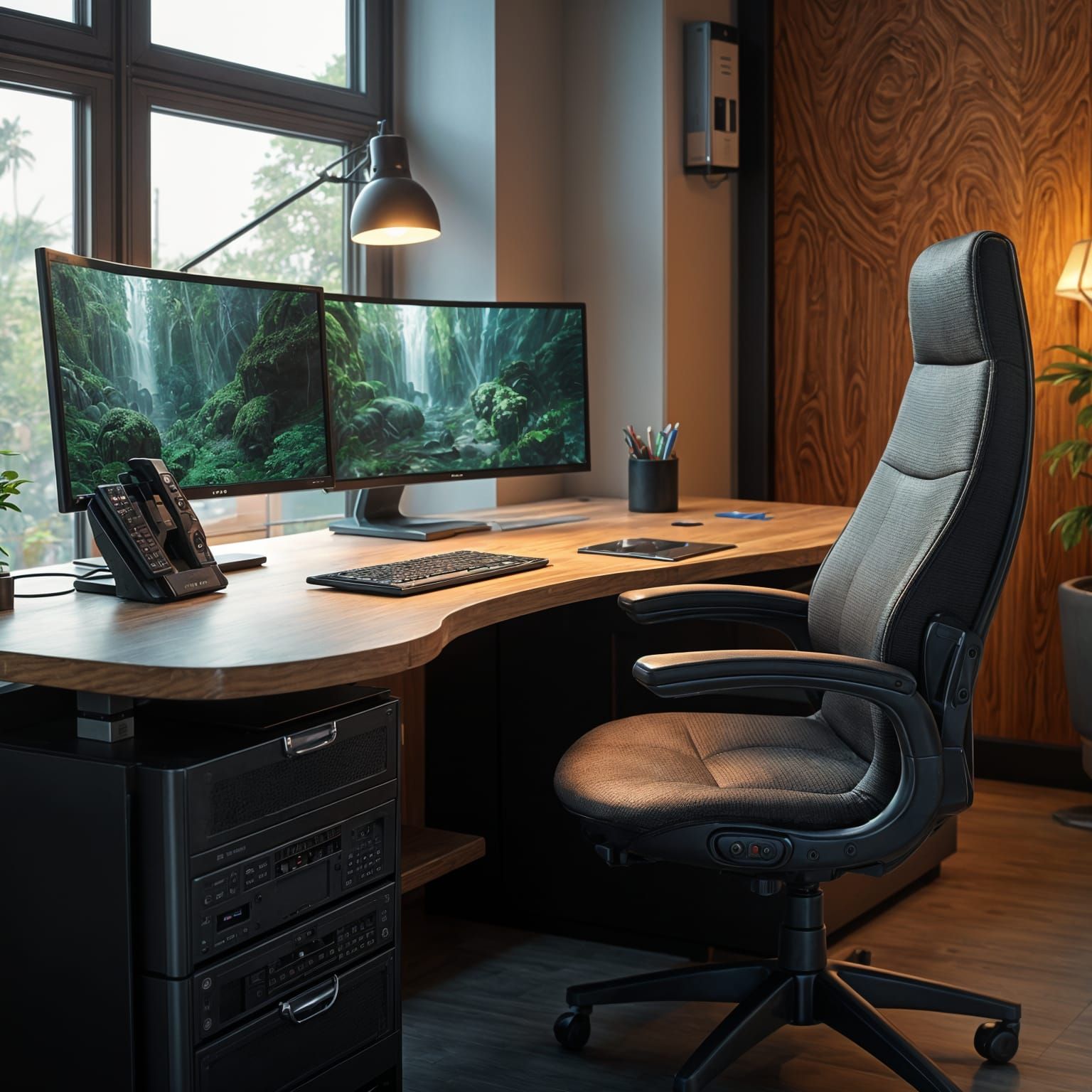Full Office Setup with Modern L-Shaped Desk