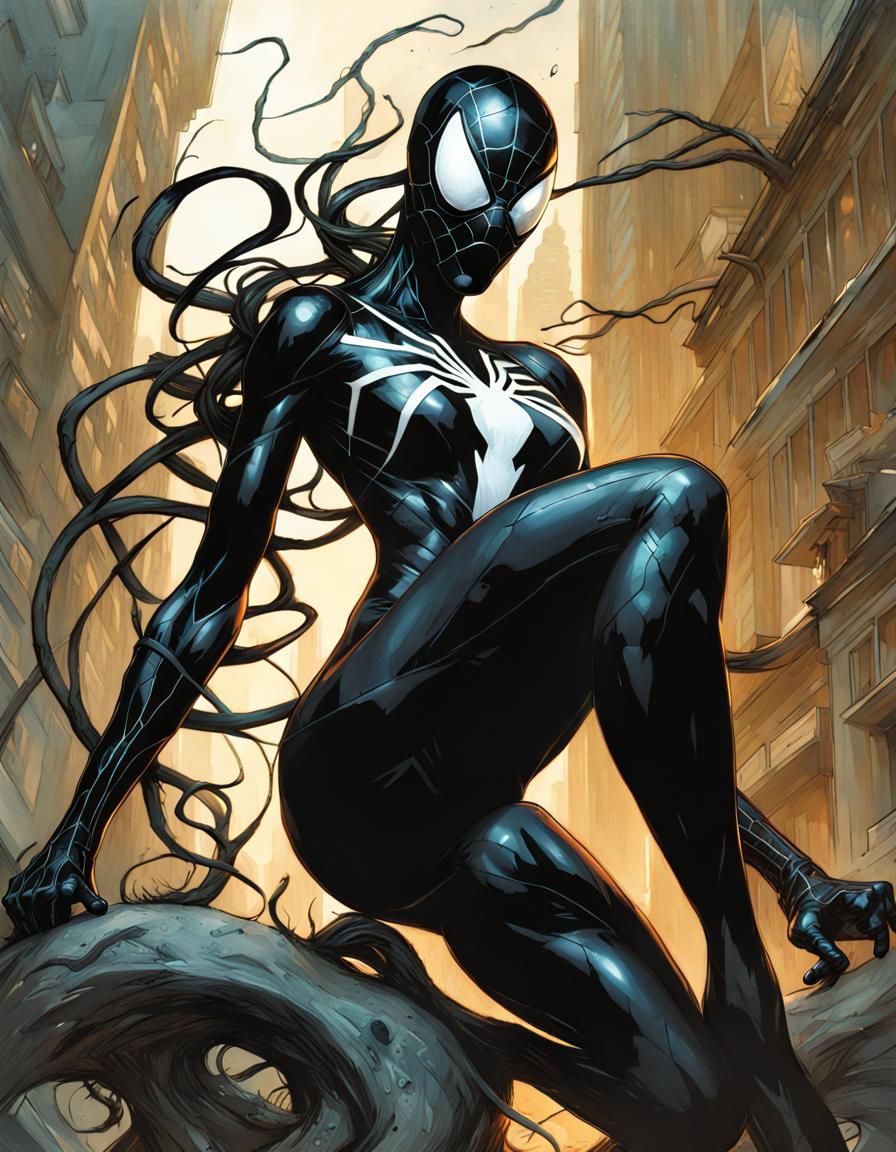 Marvel Model in Black Symbiote Suit