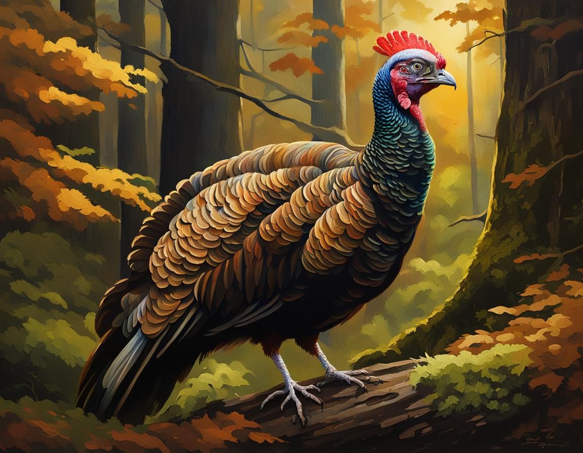 Wild Turkey Portrait in Chiaroscuro Style